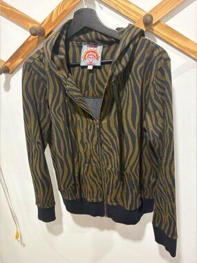 JOHNNY WAS ANIMAL PRINT ZIP UP HOODIE